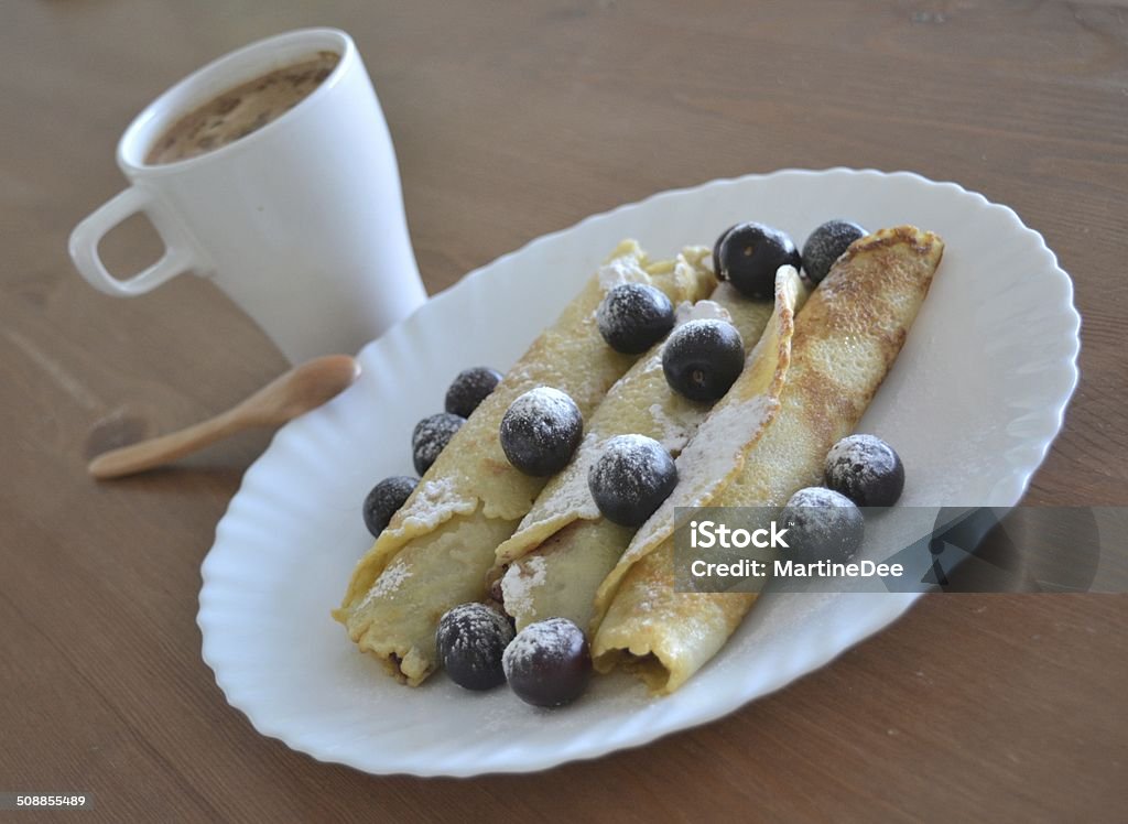 Fresh Sweet Pancakes With Cherries And Jam Baking Stock Photo