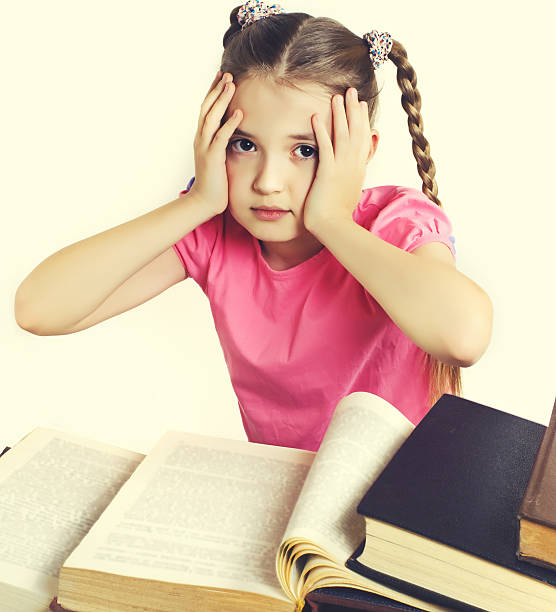 istock Girl with textbooks holding his head 508855982