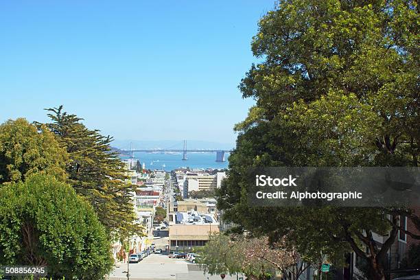 Steep Street In San Francisco Stock Photo - Download Image Now - Blue, Bright, Built Structure