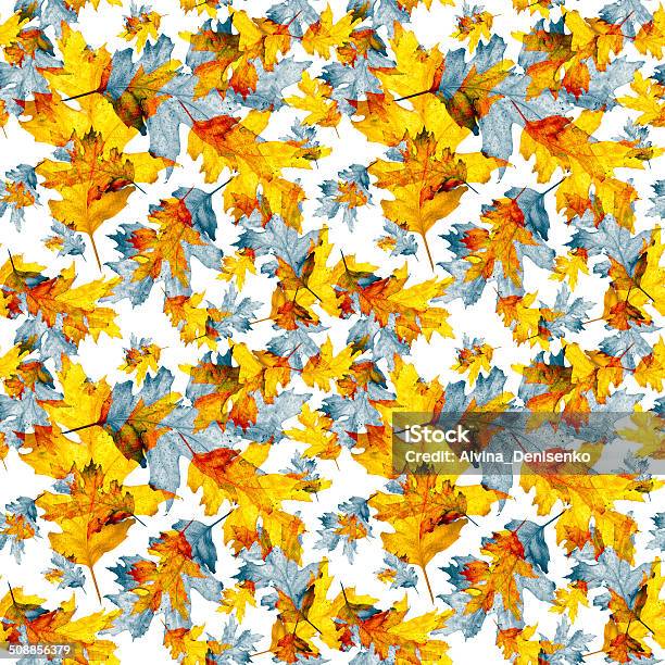 Seamless Texture With Colored Watercolor Maple Leaves Stock Illustration - Download Image Now