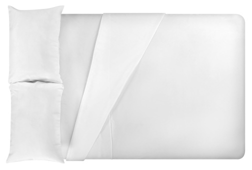 Top view of a bed isolated against white background.