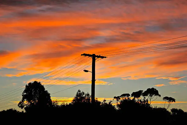 Power pole at sun set.