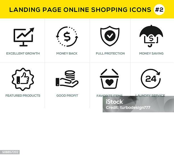 Flat Line Design Concept Icons For Online Shopping Website Banner Stock Illustration - Download Image Now