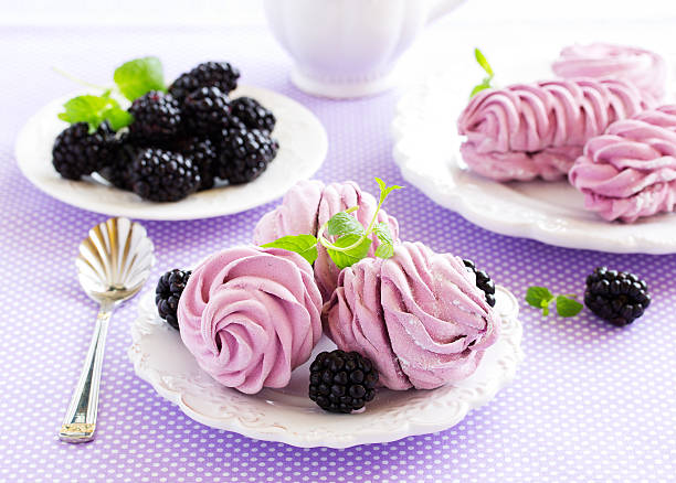 istock Homemade marshmallows with fresh berries. 508858896