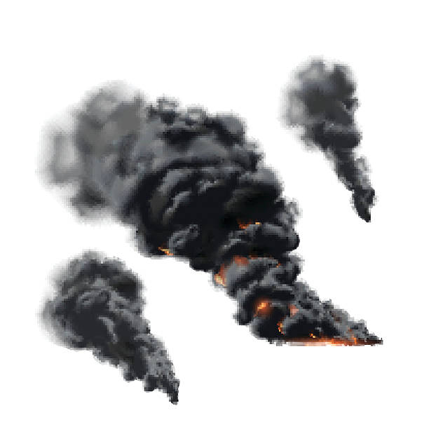 großes feuer rauch set - smoke trails stock-grafiken, -clipart, -cartoons und -symbole