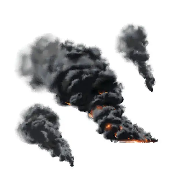 Vector illustration of Big fire smoke set