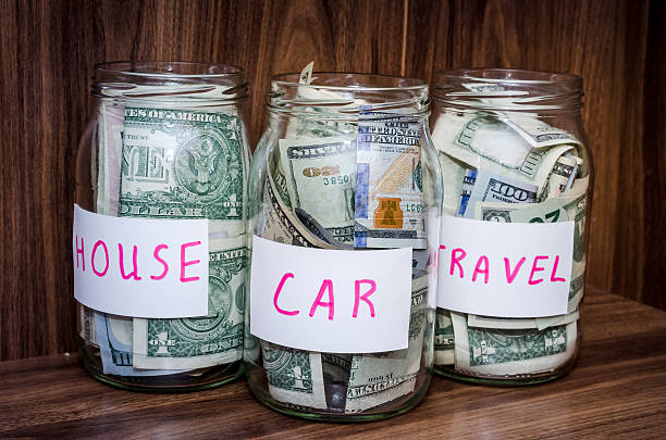 istock Saving dollar bills in three glass jar 508859506