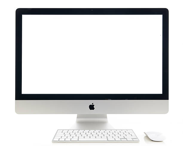 компьютер apple imac - withe flat screen computer monitor electronics industry стоковые фото и изображения