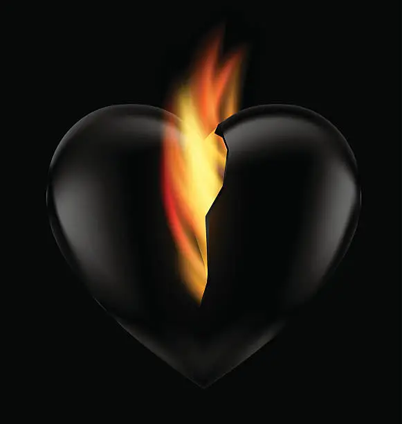 Vector illustration of heart and flame
