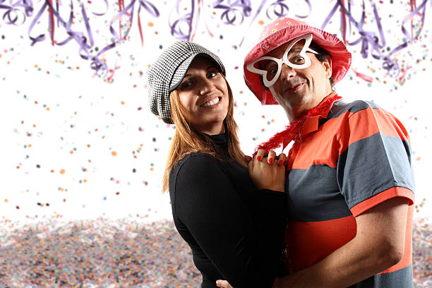 Brazilian couple enjoying a Carnival party