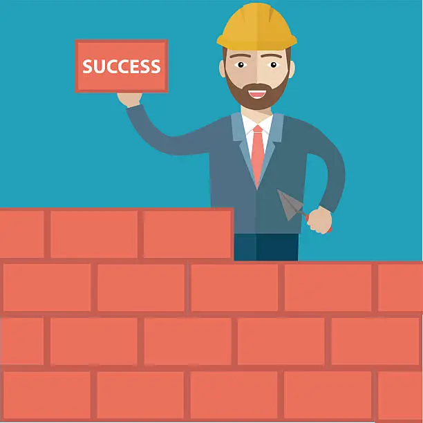 Vector illustration of Successful businessman building a new business, for start-up theme design