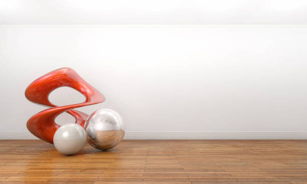Modern sculpture in a empty white art gallery