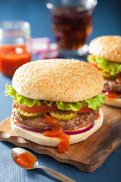 istock burger with beef patty lettuce onion tomato ketchup 508881492