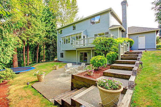 istock House exterior. Backyard with patio area 508882759