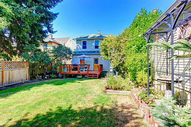 istock House with backyard walkout deck and patio area 508882865
