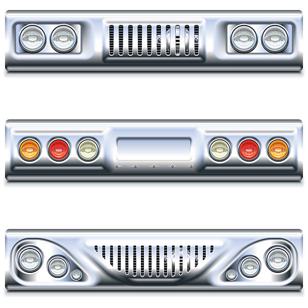 Vector Front and Rear Car Part Vector Front and Rear Car Part with headlamp, grille, isolated on white background tail light stock illustrations