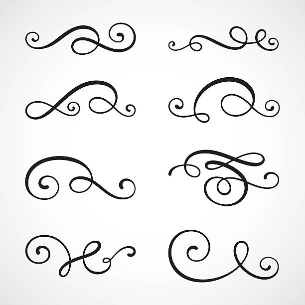 kalligrafie swirls - swirl stock-grafiken, -clipart, -cartoons und -symbole