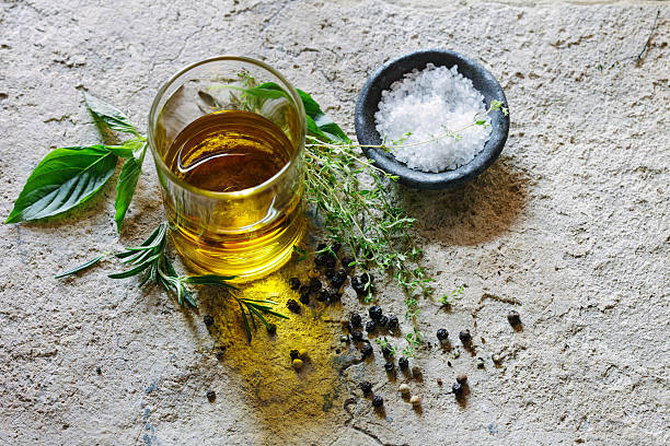 Olive oil, sea salt and herbs