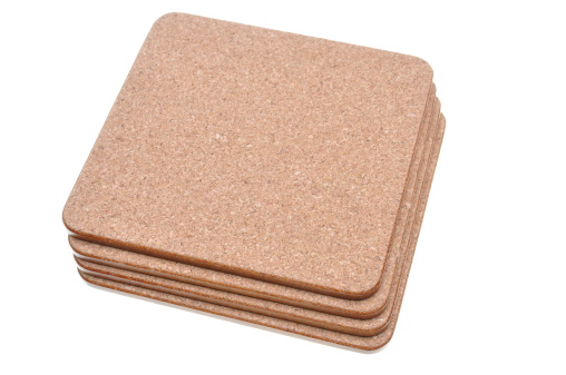 Set cork mat isolated on white background