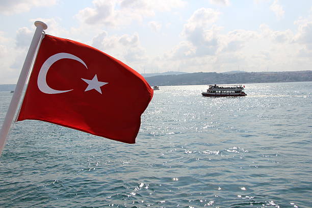 istock Turkish Flag in Bosphorus Istanbul, Turkey 508893756