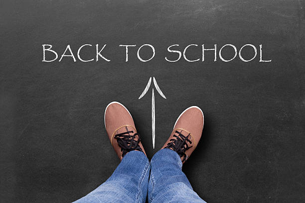 istock Student standing back to school text written on blackboard 508893960
