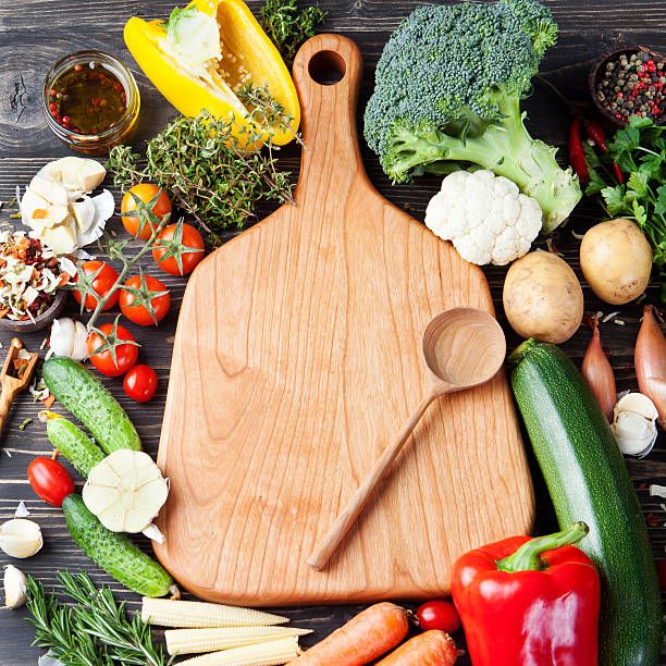 istock Frame of vegetables, herbs. Copy space 508894210