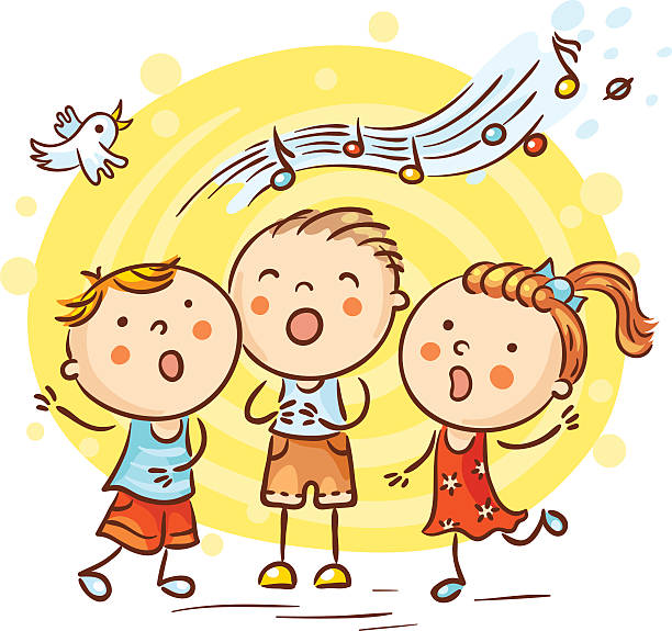Children Singing Songs Colorful Cartoon Stock Illustration - Download Image  Now - Singing, Child, Choir - iStock