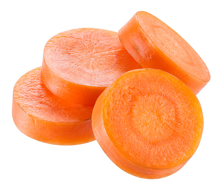 Carrot slices isolated on white. With clipping path.