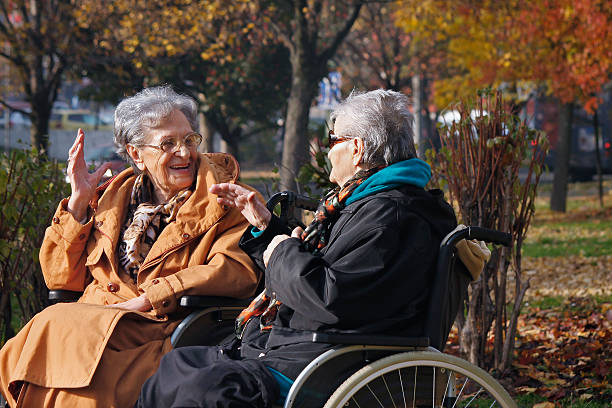 istock Two old ladies in park 508902974