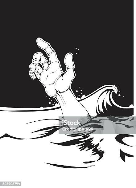 Drowning Human Stock Illustration - Download Image Now - Drowning, Refugee, Hand