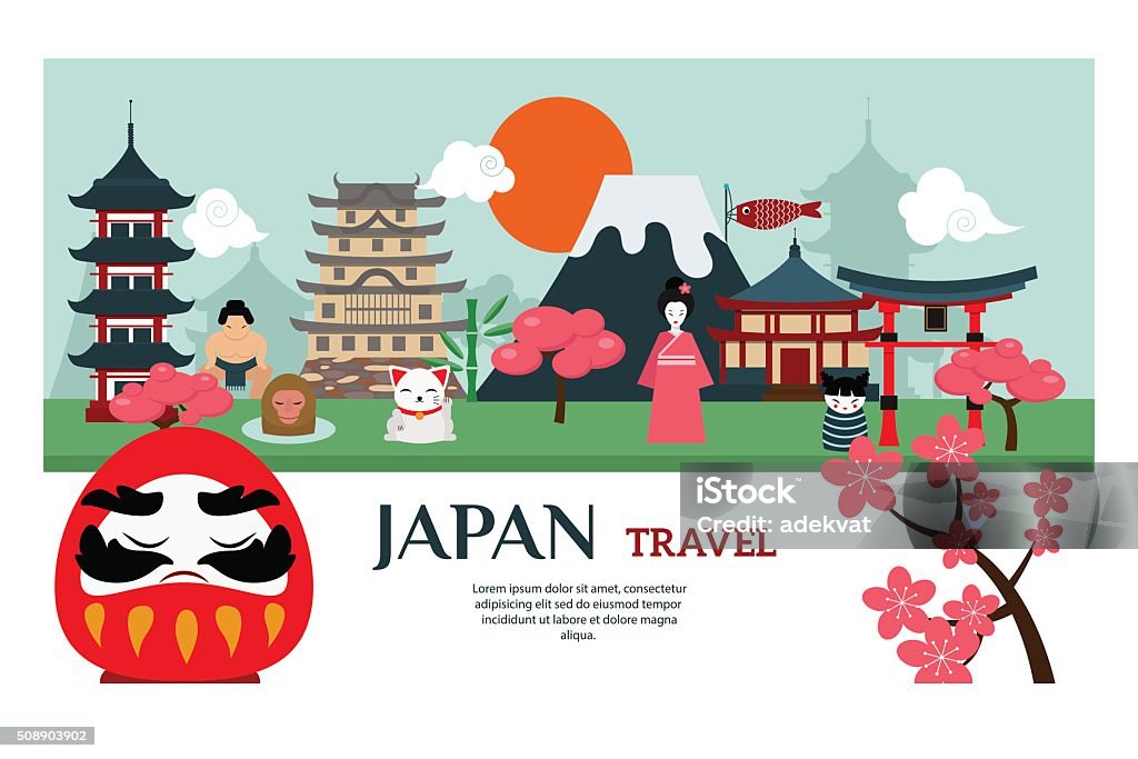 日本のランドマークの旅ベクトルのポスター - 日本のロイヤリティフリーベクトルアート
