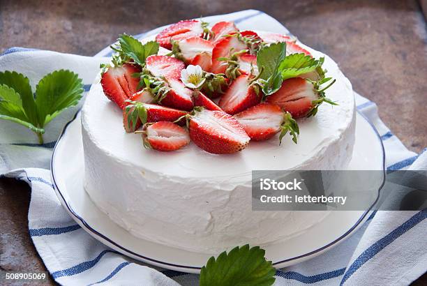 Strawberry Cake Stock Photo - Download Image Now - Strawberry Shortcake, Birthday, Strawberry Cheesecake