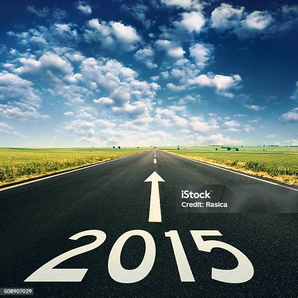 Concept Forward To 2015 New Year Stock Photo - Download Image Now - 2015, Agricultural Field, Arrow Symbol