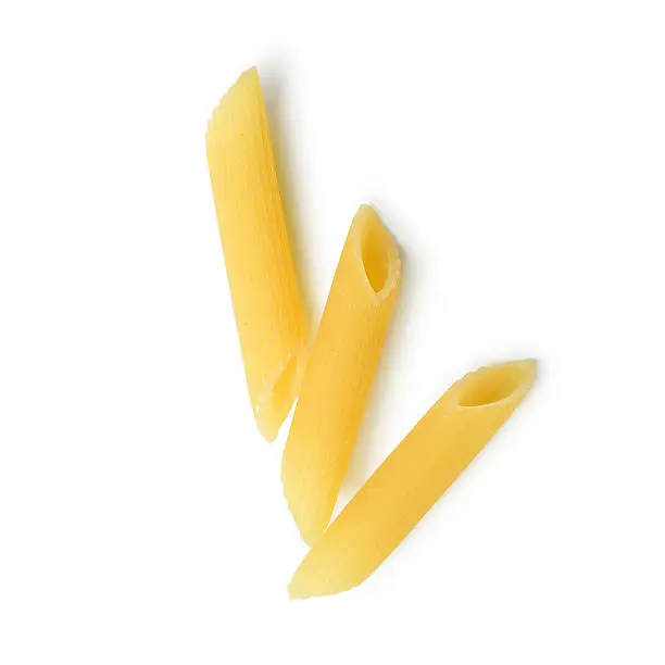 maccheroni pasta on white