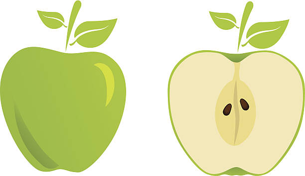 green apfel querschnitt - apple granny smith apple red green stock-grafiken, -clipart, -cartoons und -symbole