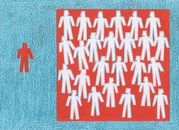 poza pole - orange people men standing out from the crowd stock illustrations