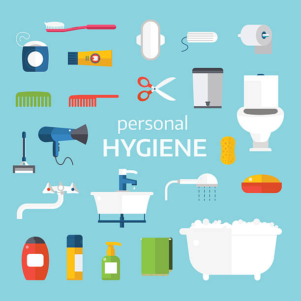 ilustrações, clipart, desenhos animados e ícones de higiene conjunto de ícones do vetor isolado no fundo branco - hygiene bathtub symbol toothbrush