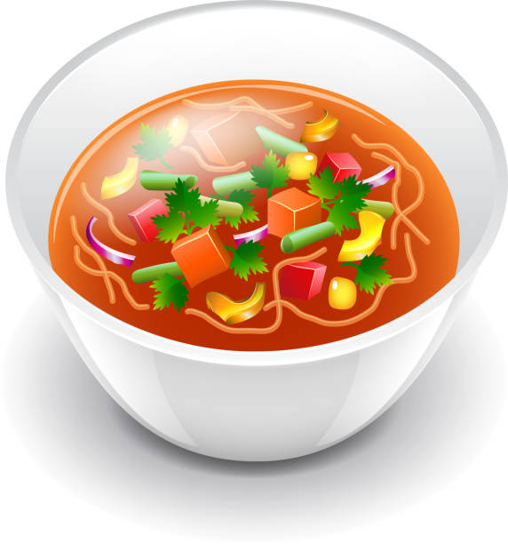 ilustraciones, imágenes clip art, dibujos animados e iconos de stock de minestrone sopa aislado sobre blanco, vector de - minestrone