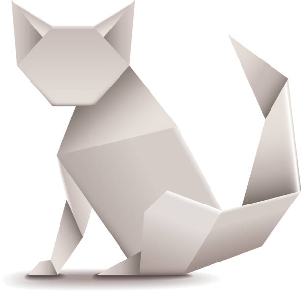 Bекторная иллюстрация Оригами кошка изолированного на белом ВЕКТОР