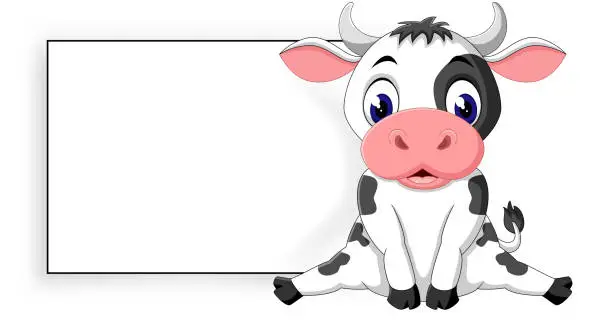 Vector illustration of cute cow