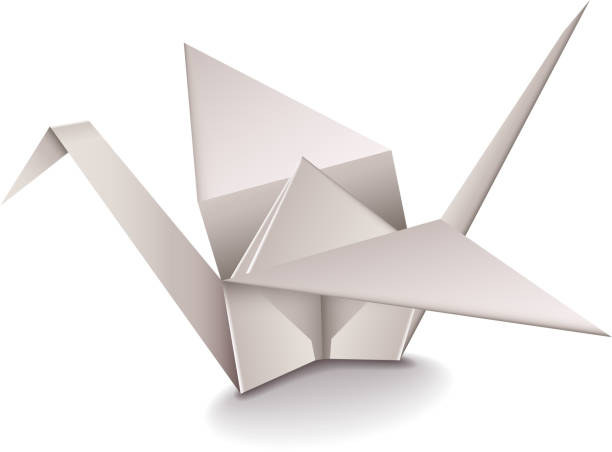 ilustrações de stock, clip art, desenhos animados e ícones de origami da postura de grua isolado num branco vector - origami crane