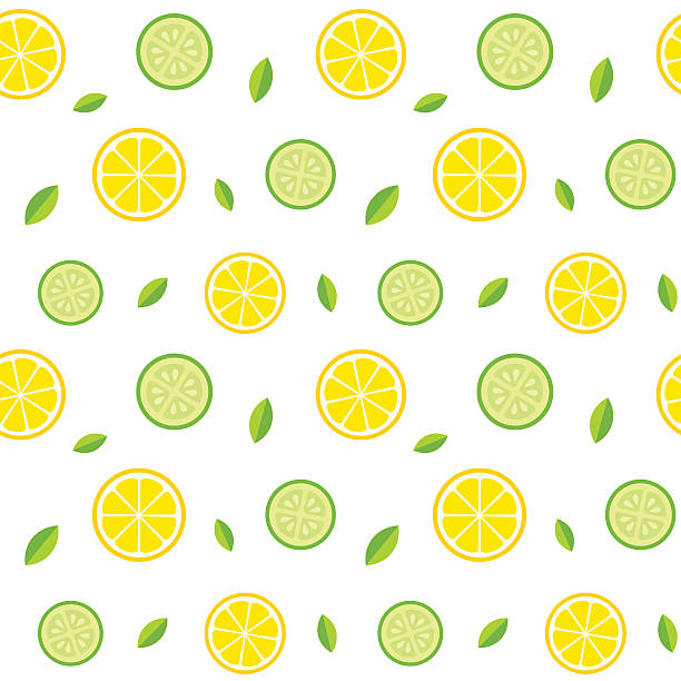 Seamless lemon and cucumber pattern Seamless texture with lemons, cucumbers and mint leaves. Healthy fresh lemonade or salad pattern. Vector illusrtation. cucumber lemonade stock illustrations