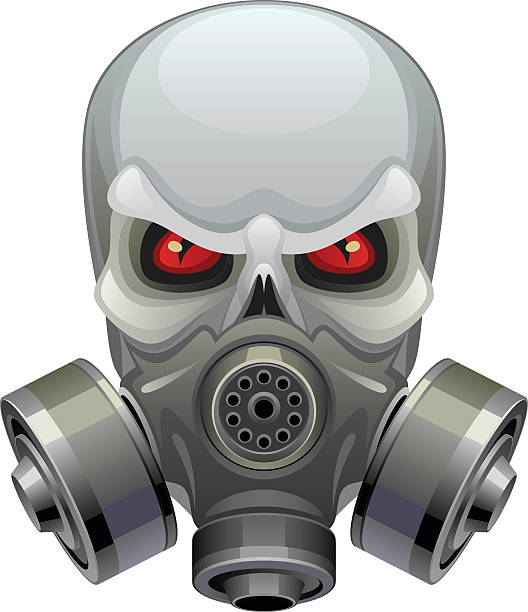 bildbanksillustrationer, clip art samt tecknat material och ikoner med skull toxic mask - surt regn