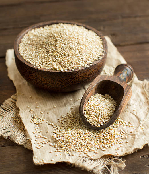 istock White Quinoa in a bowl with a wooden spoon 508919972