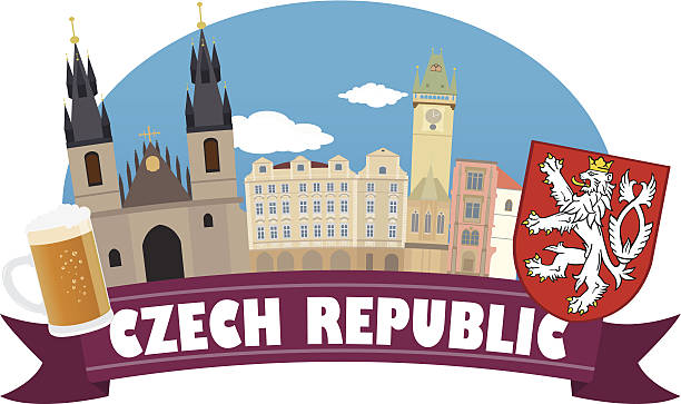 illustrazioni stock, clip art, cartoni animati e icone di tendenza di repubblica ceca.  turismo e viaggi - leone di boemia