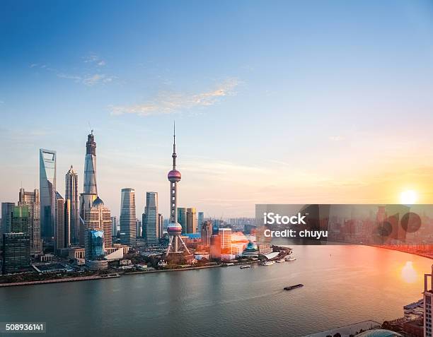 Beautiful Shanghai In Sunset Stock Photo - Download Image Now - Shanghai, China - East Asia, Urban Skyline