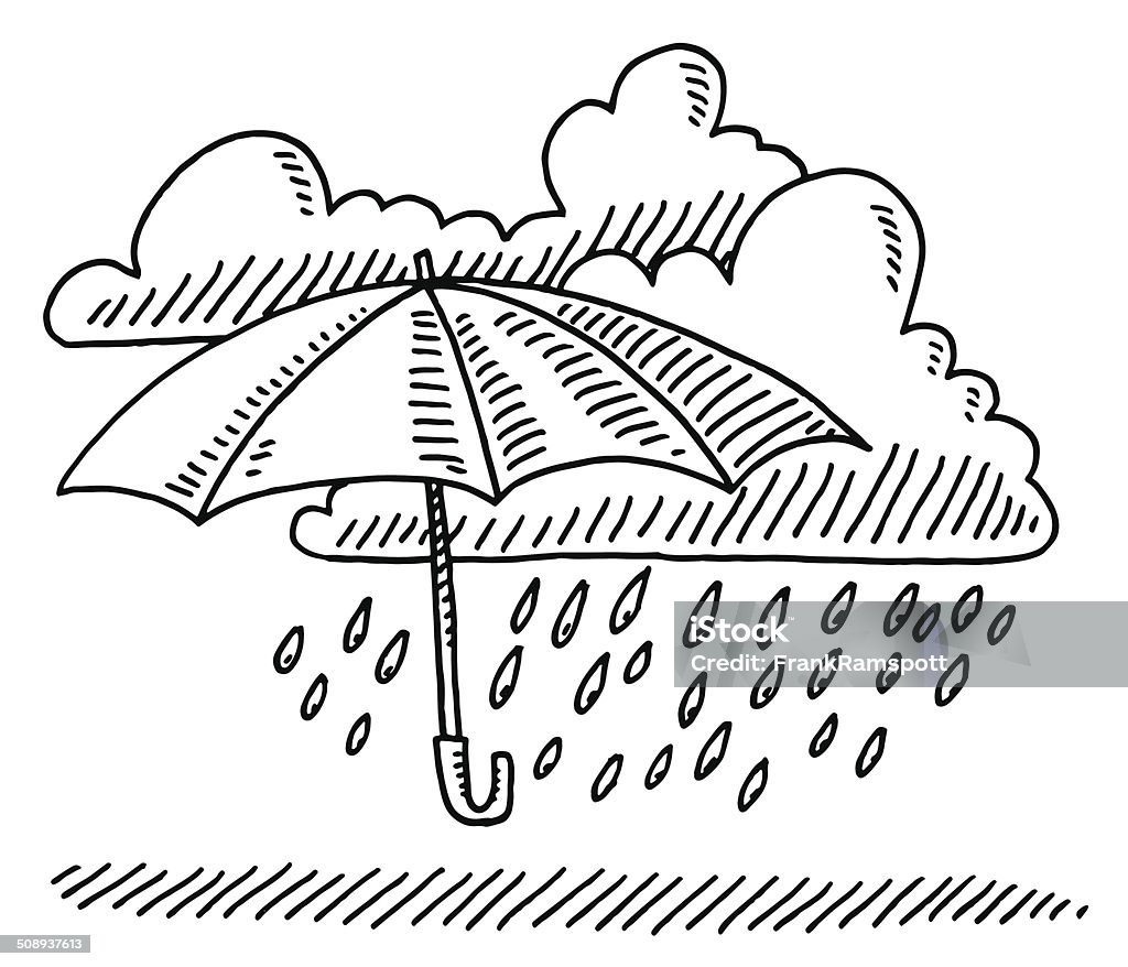 Clima símbolo de paraguas de lluvia en la nube ilustración - arte vectorial de Paraguas libre de derechos
