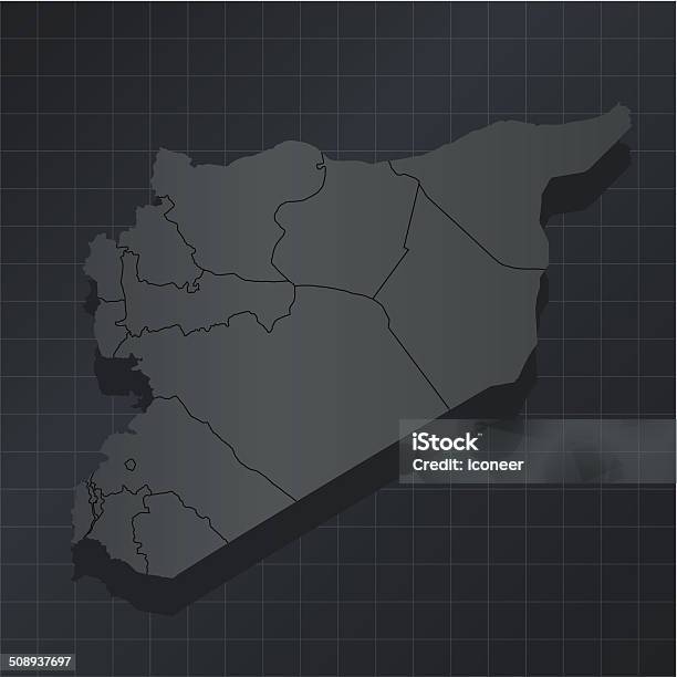 Ilustración de Siria Mapa Sobre Fondo Oscuro Con Rejilla y más Vectores Libres de Derechos de Azul - Azul, Cartografía, Color negro