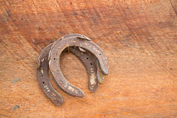 istock Old horseshoe hanging next the wall. 508939431