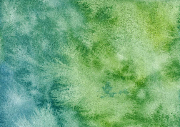 istock Green and blue hand painted background with gradient of color 508939824